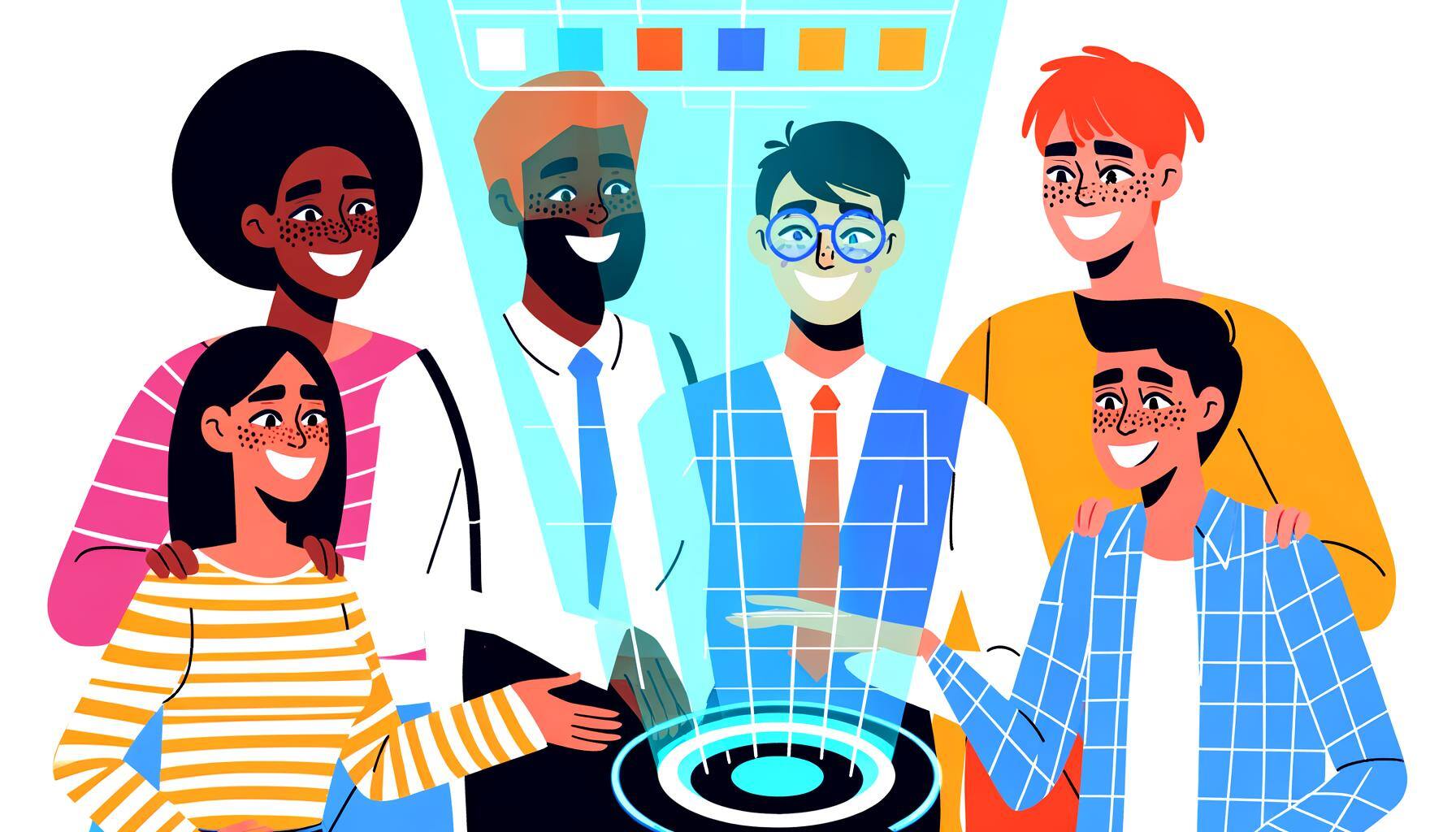 foto de empresarios felices de usar la tecnologia a su favor